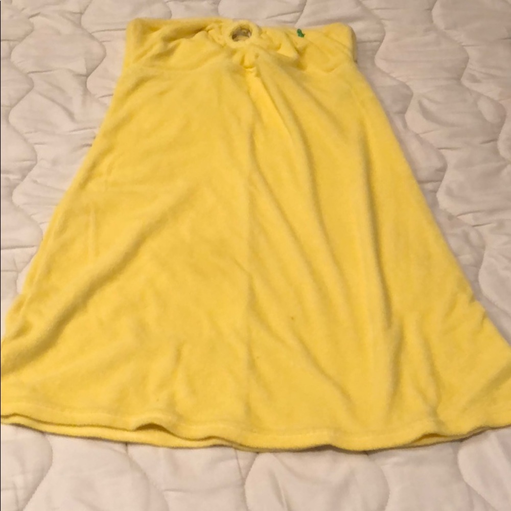 Yellow terry cloth swim suite cover up